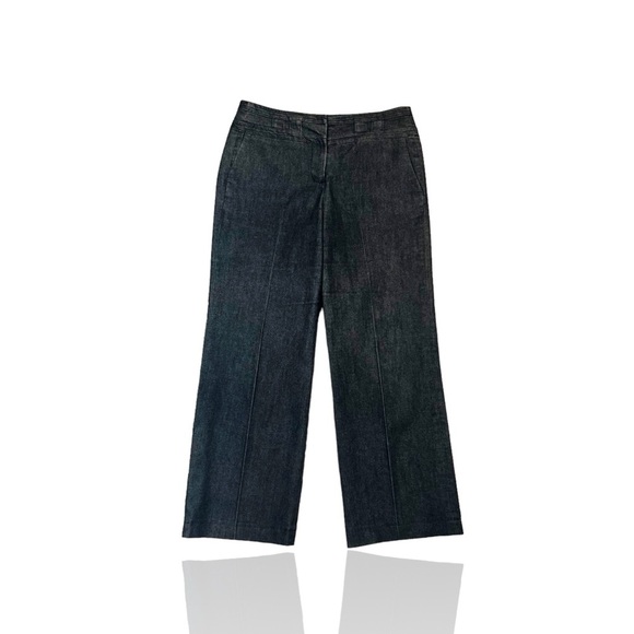 Sandro Sportswear Gray Denim Pleat-Front Wide Leg Crop Pants Size 6 - Picture 1 of 12